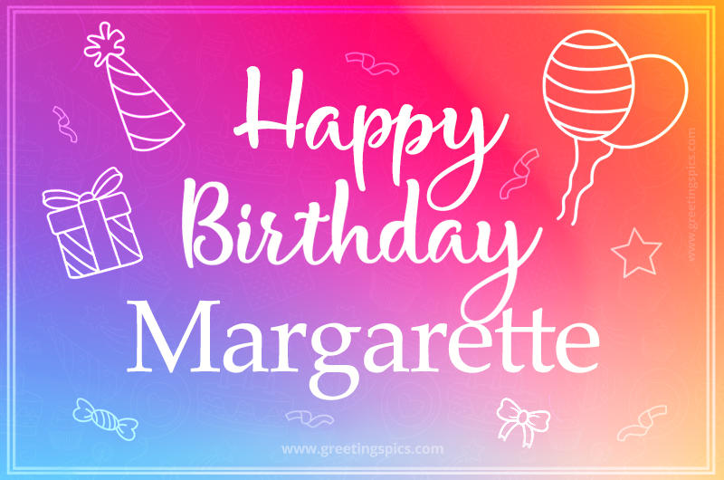 Colorful Happy Birthday Card For Margarette