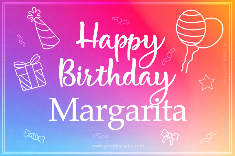 Colorful Happy Birthday Card For Margarita