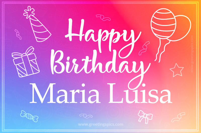 Colorful Happy Birthday Card For Maria Luisa