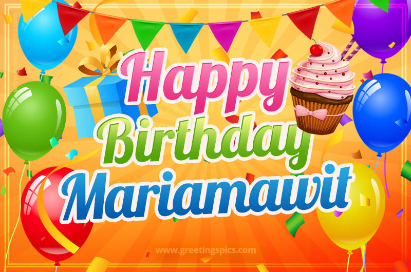 Happy Birthday Mariamawit eCard with gift box and cupcake