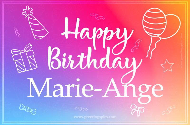 Colorful Happy Birthday Card For Marie-Ange