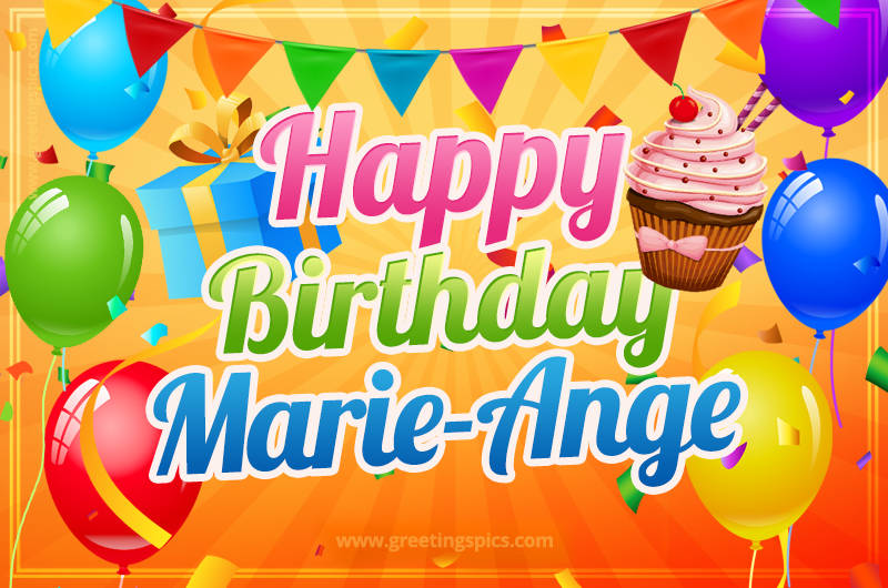 Happy Birthday Marie-Ange eCard with gift box and cupcake