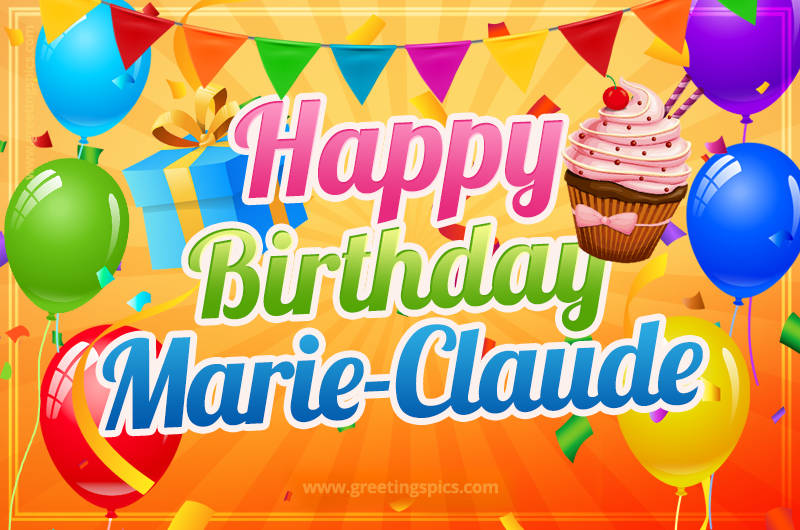 Happy Birthday Marie-Claude eCard with gift box and cupcake