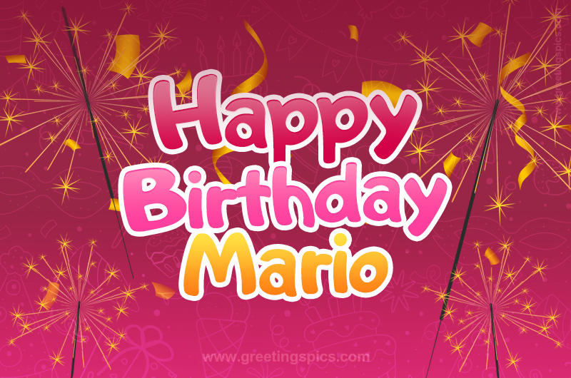 Happy Birthday Mario Image with sparklers