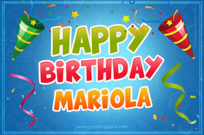 Happy Birthday Mariola picture with confetti and party poppers