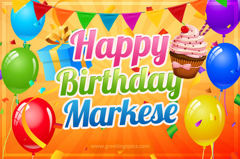 Happy Birthday Markese eCard with gift box and cupcake