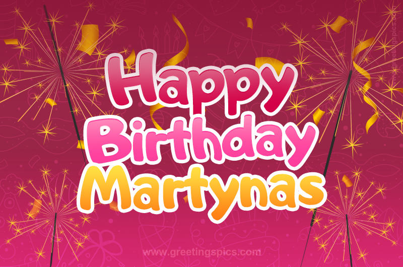 Happy Birthday Martynas Image with sparklers