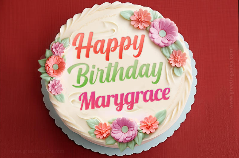 Happy Birthday Marygrace Cake Image With Name