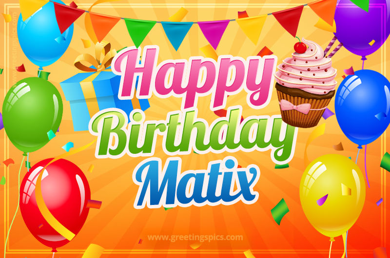 Happy Birthday Matix eCard with gift box and cupcake