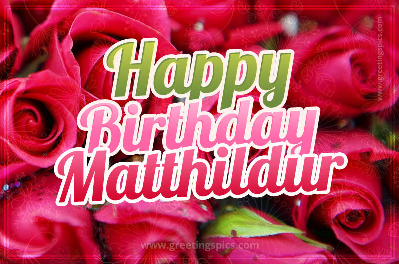 Happy Birthday Matthildur beautiful Image with red roses