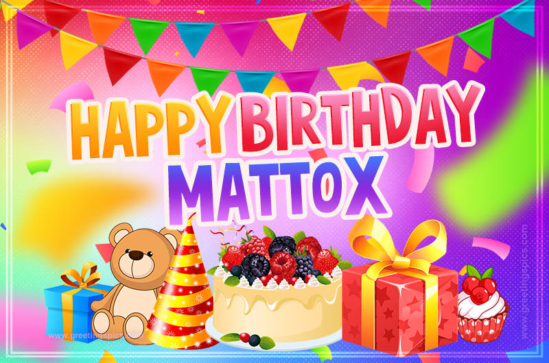 Bright card with Wishes for a Happy Birthday for Mattox