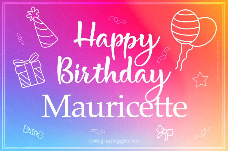 Colorful Happy Birthday Card For Mauricette