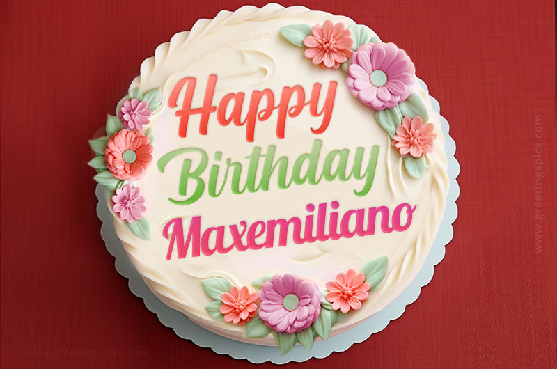 Happy Birthday Maxemiliano Cake Image With Name