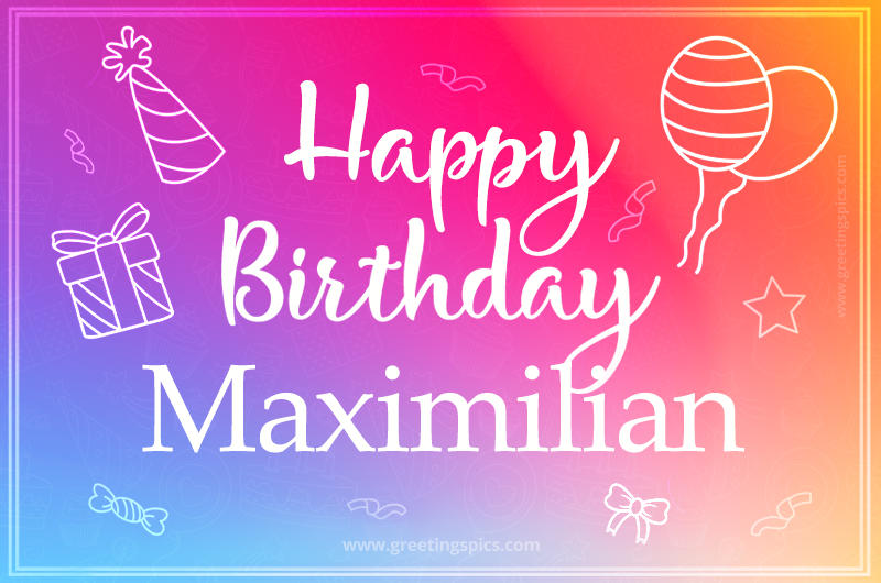 Colorful Happy Birthday Card For Maximilian