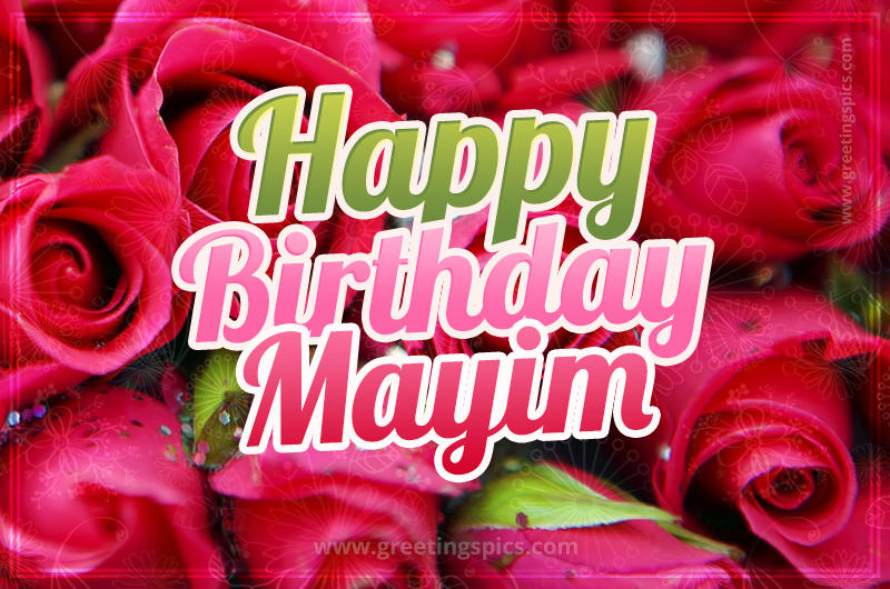 Happy Birthday Mayim beautiful Image with red roses