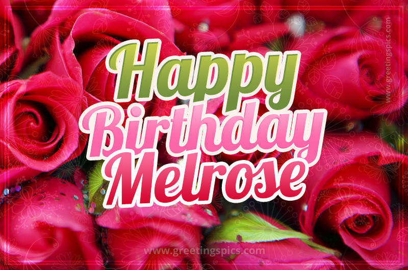 Happy Birthday Melrose beautiful Image with red roses