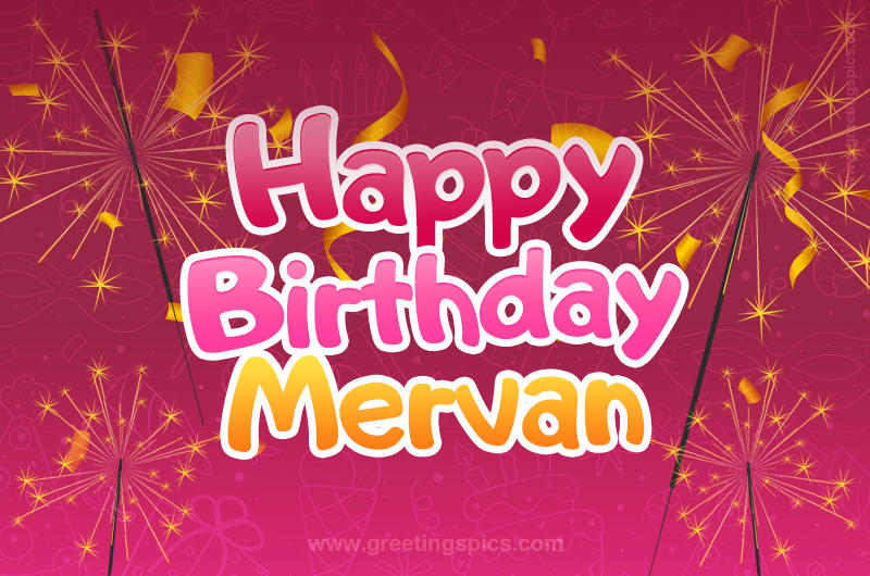 Happy Birthday Mervan Image with sparklers