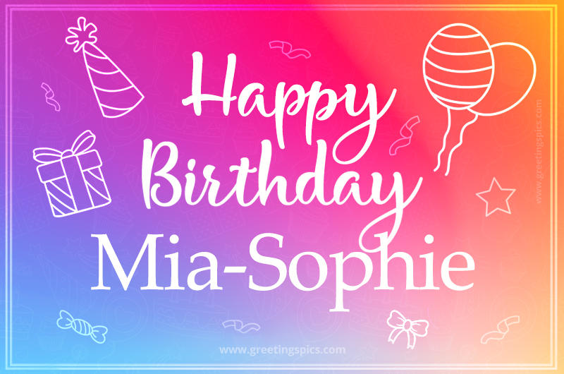 Colorful Happy Birthday Card For Mia-Sophie