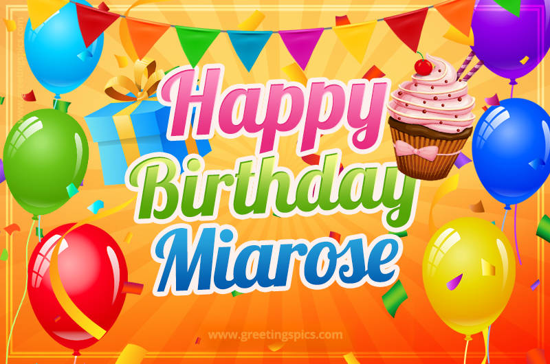 Happy Birthday Miarose eCard with gift box and cupcake