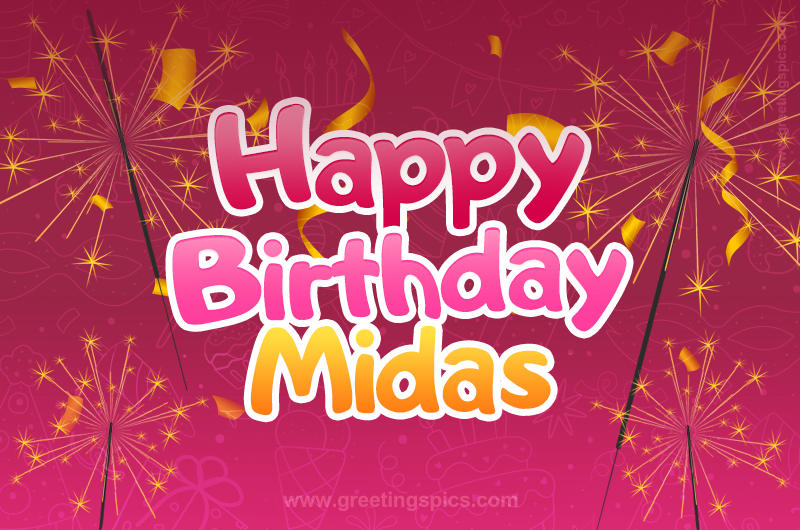 Happy Birthday Midas Image with sparklers