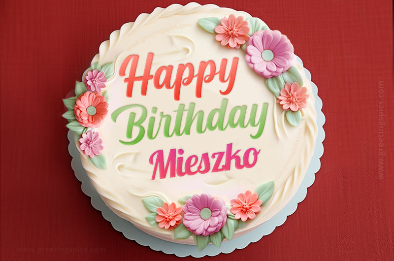 Happy Birthday Mieszko Cake Image With Name