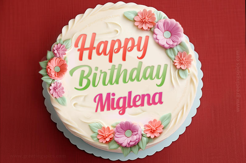 Happy Birthday Miglena Cake Image With Name