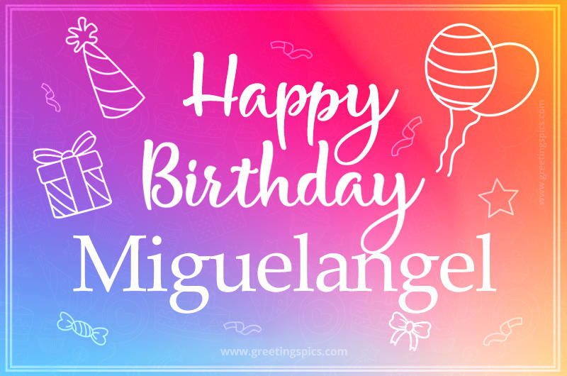 Colorful Happy Birthday Card For Miguelangel