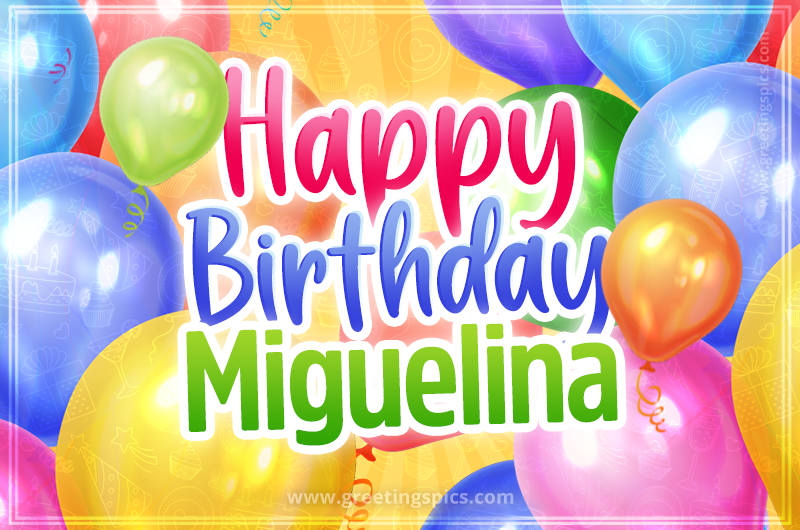 Happy Birthday Miguelina Image with colorful balloons