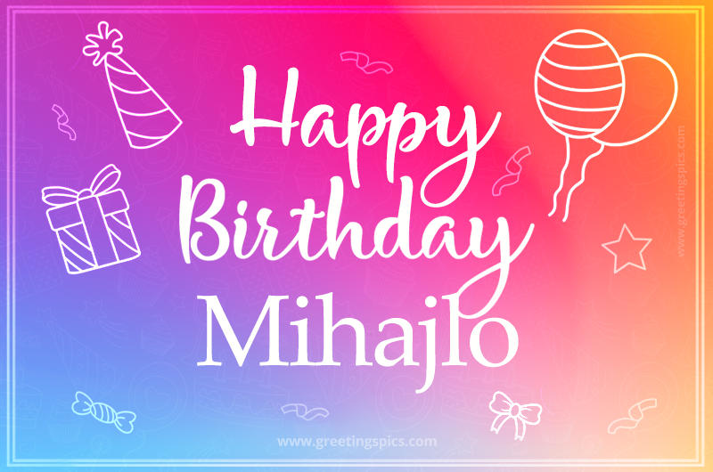 Colorful Happy Birthday Card For Mihajlo