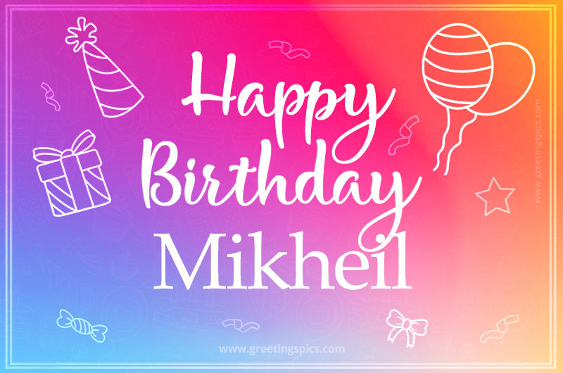 Colorful Happy Birthday Card For Mikheil