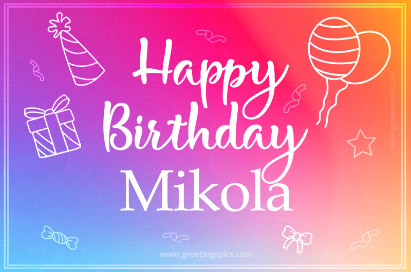 Colorful Happy Birthday Card For Mikola