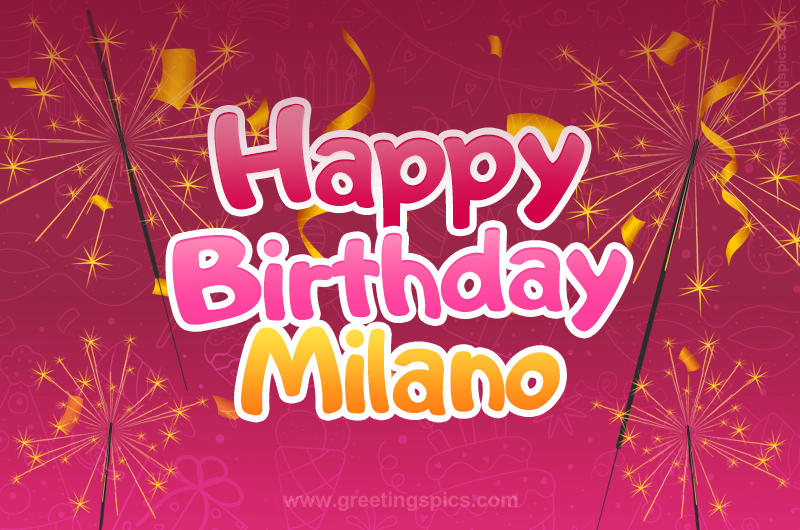 Happy Birthday Milano Image with sparklers