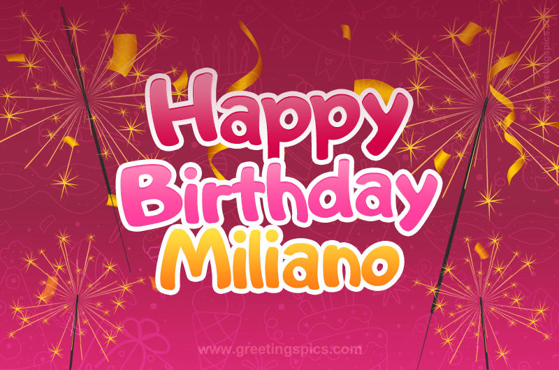 Happy Birthday Miliano Image with sparklers