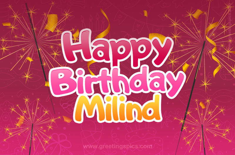 Happy Birthday Milind Image with sparklers