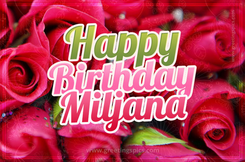 Happy Birthday Miljana beautiful Image with red roses