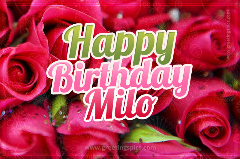 Happy Birthday Milo beautiful Image with red roses