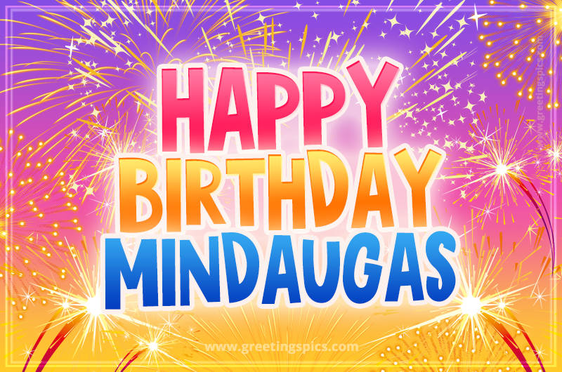 Happy Birthday Mindaugas Picture with fireworks