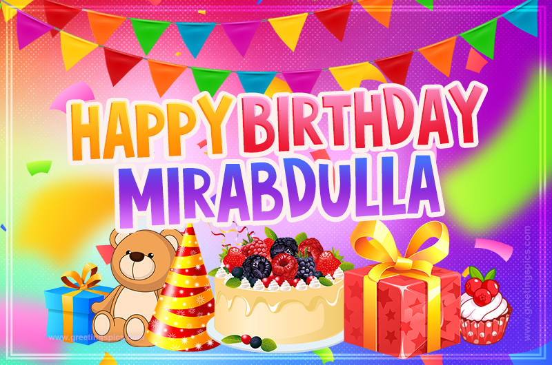 Bright card with Wishes for a Happy Birthday for Mirabdulla