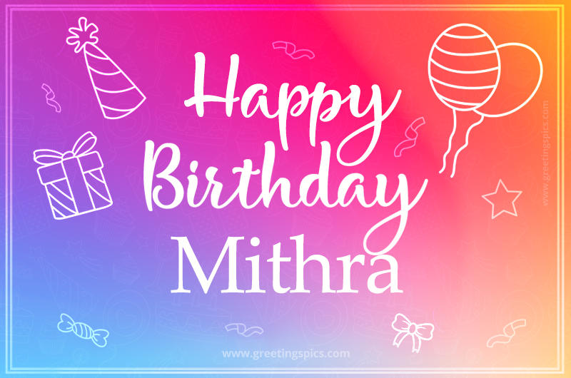 Colorful Happy Birthday Card For Mithra