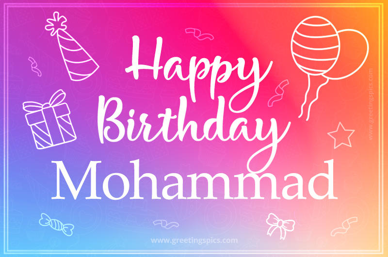 Colorful Happy Birthday Card For Mohammad