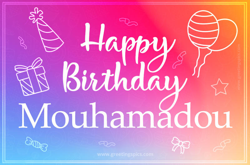 Colorful Happy Birthday Card For Mouhamadou