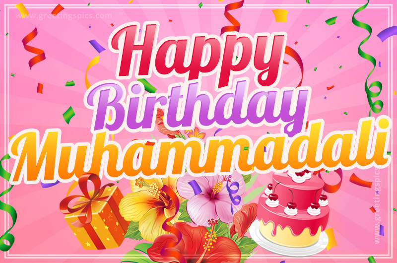 Beautiful Birthday Card for Muhammadali with pink background