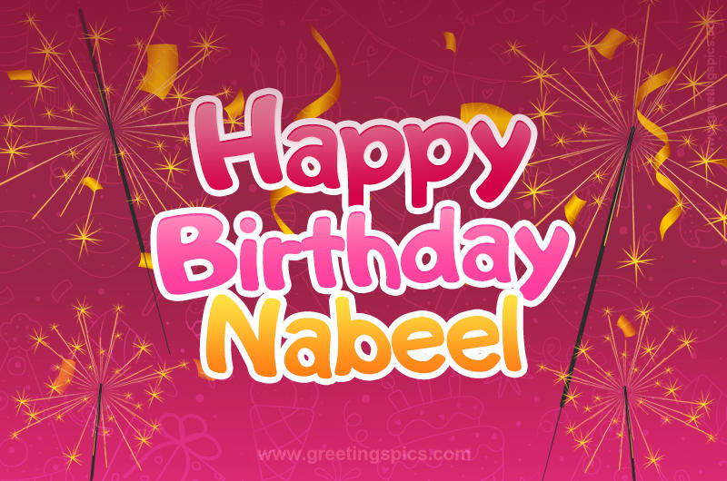 Happy Birthday Nabeel Image with sparklers