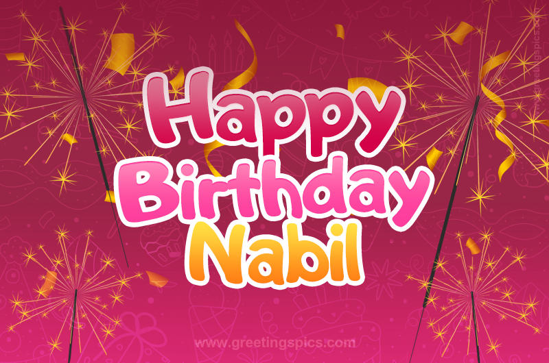 Happy Birthday Nabil Image with sparklers