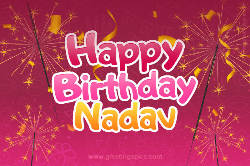 Happy Birthday Nadav Image with sparklers