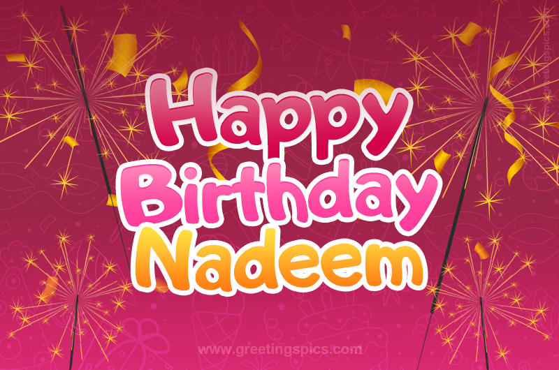 Happy Birthday Nadeem Image with sparklers