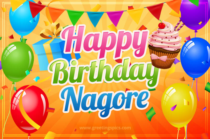 Happy Birthday Nagore eCard with gift box and cupcake