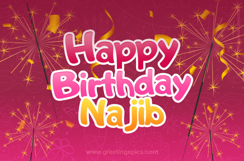 Happy Birthday Najib Image with sparklers