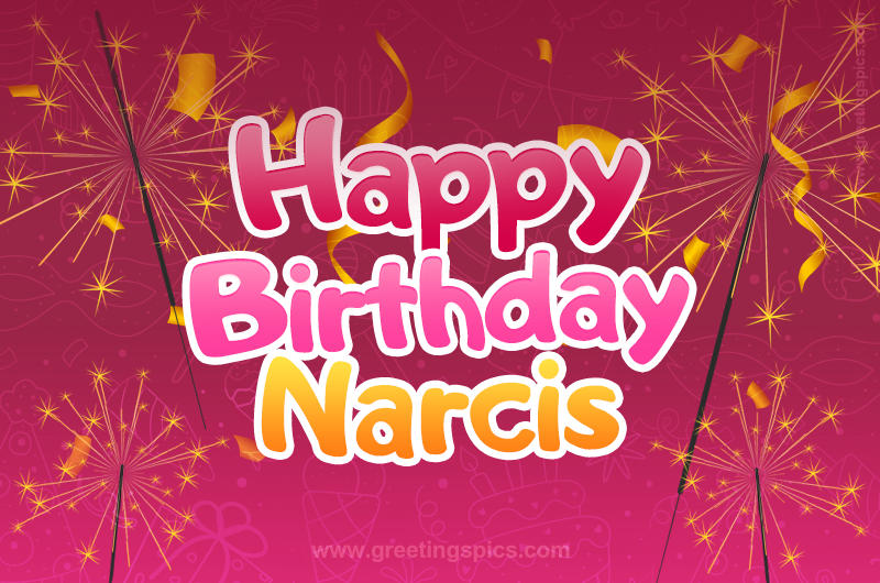 Happy Birthday Narcis Image with sparklers