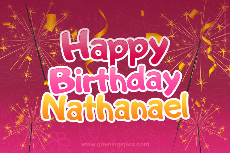 Happy Birthday Nathanael Image with sparklers